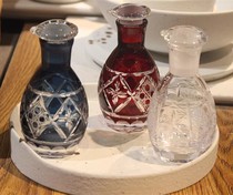 Japanese hand-engraved colored crystal glass engraved oil and vinegar bottle condiment bottle bitters bottle condiment bottle sugar oil bottle