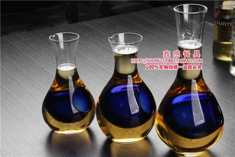 Rượu phong cách Nhật Bản ly rượu sake ngón tay cái nồi lõm màu xanh lỗ lõm - Rượu vang ly rượu pha lê