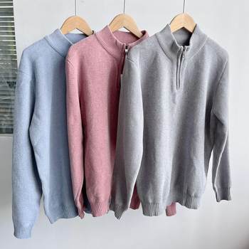 Slightly flawless fashion solid color half zipper korean single high-end comfortable autumn and winter warm casual pullover loose simple versatile y9 Slightly flawless fashion solid color half zipper korean single high-end comfortable autumn and winter warm casual pullover loose simple versatile y9