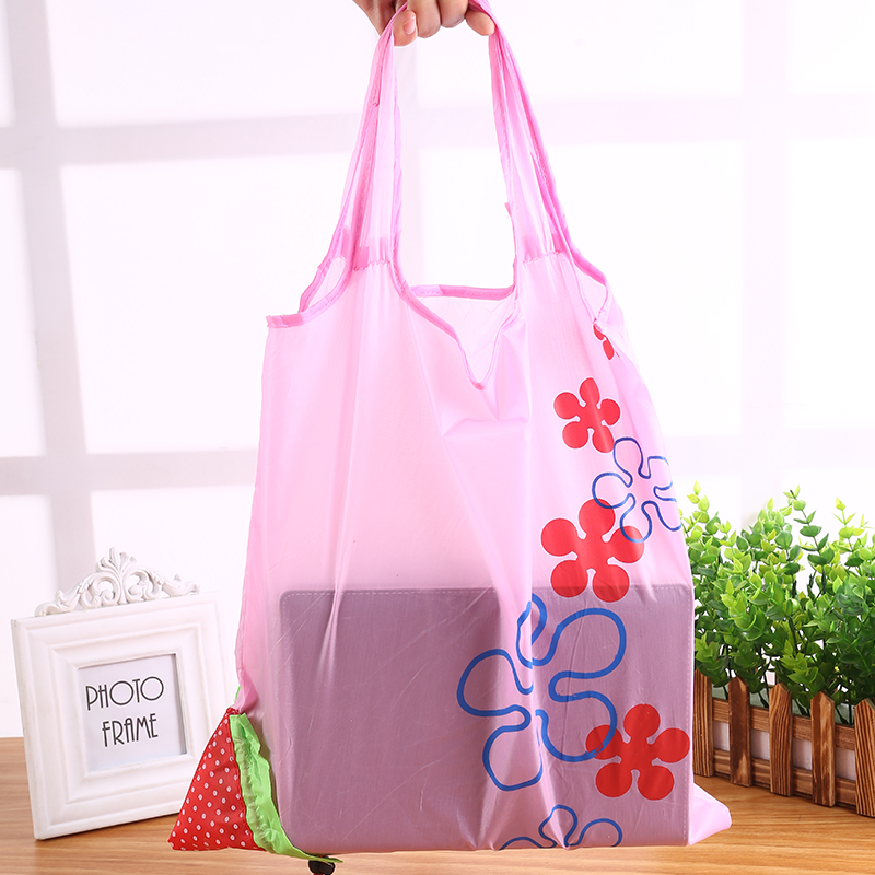 Creative travel portable big number supermarket shopping bag eco-friendly folding and folding bag cute strawberry bag hand bag