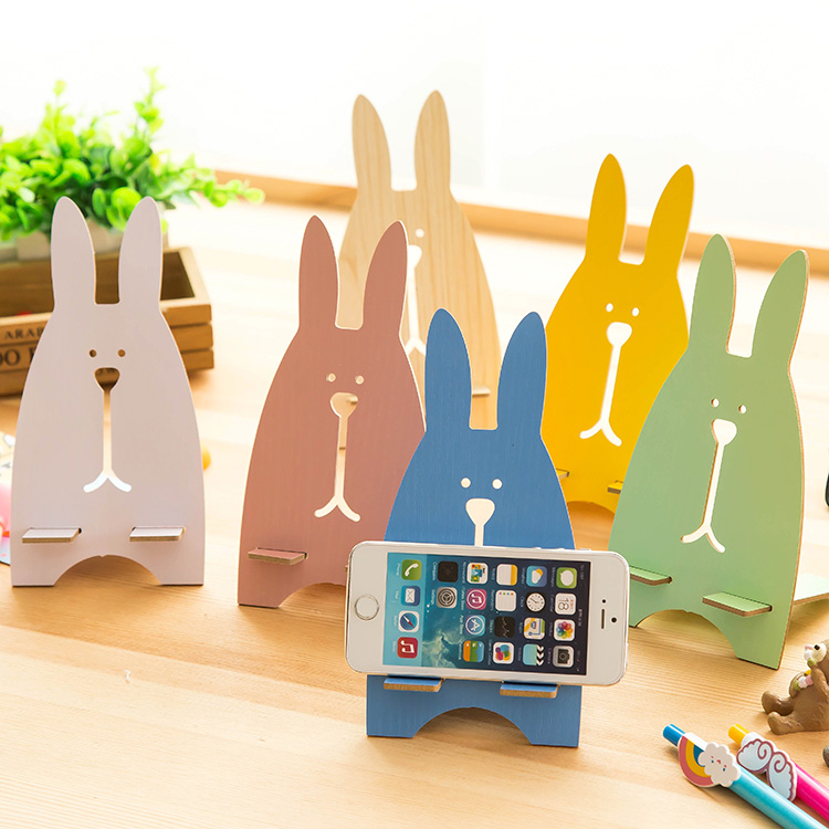 Korea Creative Phone Rack Fashion Cute Rabbit Cell Phone Rack Wooden DIY Mobile Phone Sloth Stent Trust