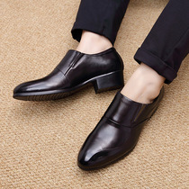 2022 Korean version genuine leather high heel male shoes pointy business leather shoes Inron breathable heightening shoes shoes mens feet