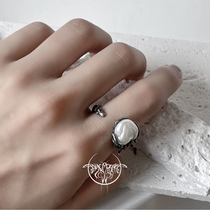 HeyJewel original design blackmothlab original design handmade dark niche pearl ring ins