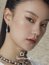 HeyJewel original design Langmu plated 18K gold contrast color drop ear clip elegant earrings female high-end light luxury