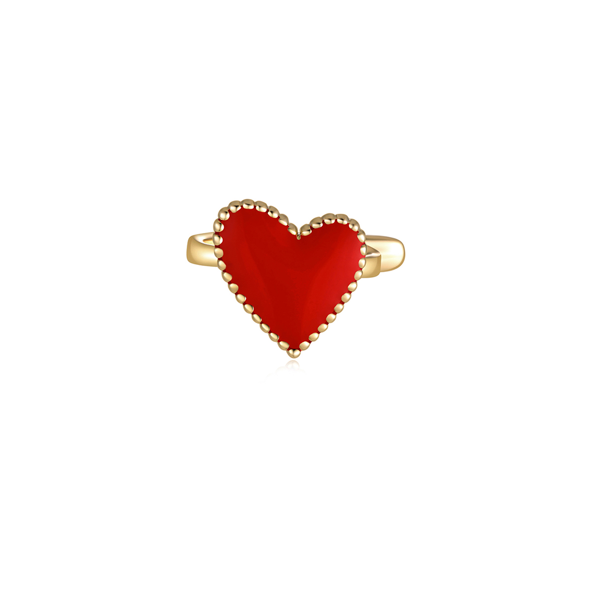 HeyJewel Le Loup Sparkling Crystal Diamond Red Heart Enamel Gold Ear Cuff Ear Cuff Ear Cuff Ring New Year
