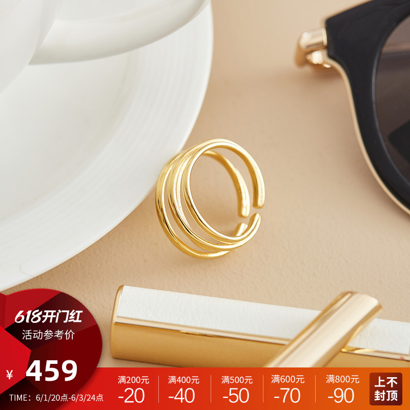 HeyJewel small crowddesign Three-ring Gradual Layer Size Opening Ring Woman 925 silver Advanced Sensation Commute Ring