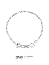 HeyJewel original design ZHAOHUI bow chain pearl necklace Light luxury niche sweet cool wind ins
