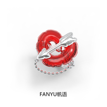 HeyJewel original design sail language heart balloon heart red ring female design sense ring Valentines Day gift