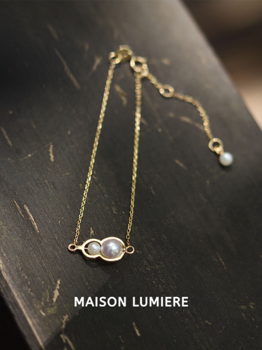 HeyJewel Original Meisong Light Small Fulu Gourd 14K Gold Akoya Pearl Sculpture Women's Light Luxury Niche