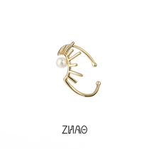 HeyJewel ZHAO Series Sunrise and sunset series 14K gold sunrise and sunset Akoya pearl ring personality