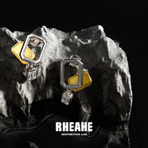 HeyJewel original design personality contrast niche high-end 925 silver stud earrings cold wind fashion trend earrings