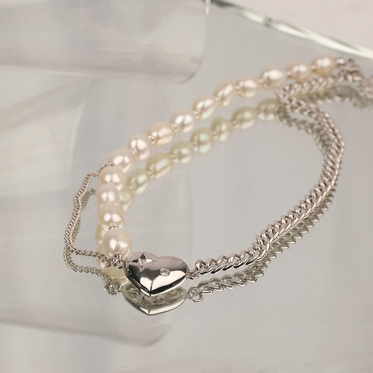 Hey Jewel Designer Shining Crystal Diamond Power Neckle Baroque Pearl Metal Chain Choker