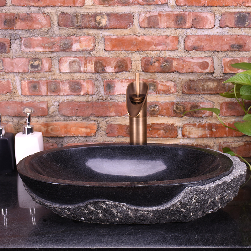 Centuries-old stone washbasin stone carving washbasin creative black stone washbasin stone washbasin stone washbasin terrace basin