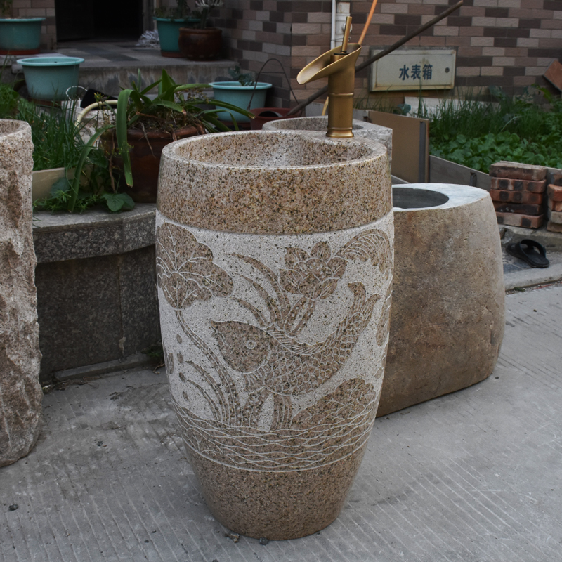 Pillar Basin Basin Stone Art Pillar Balcony Room Outdoor Floor-Floor Antique-Basin Washing Balcony