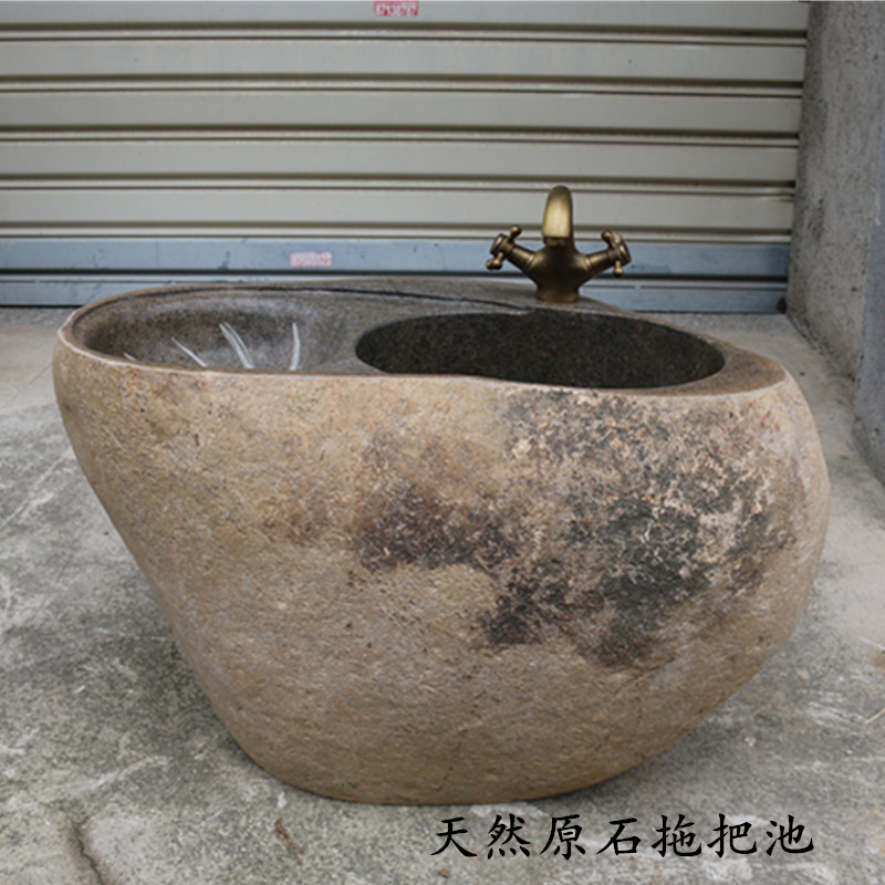Natural Stone Mop Pool Balcony Stone Boulder Pool Stone Wash Basin Natural Stone Mopping Bucket Stone Mopping Basin Stone Mop Trough