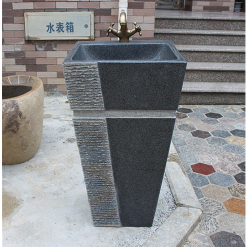 Natural stone upright post basin washbasin art stone floor-style integrated outdoor antique balcony washbasin pool