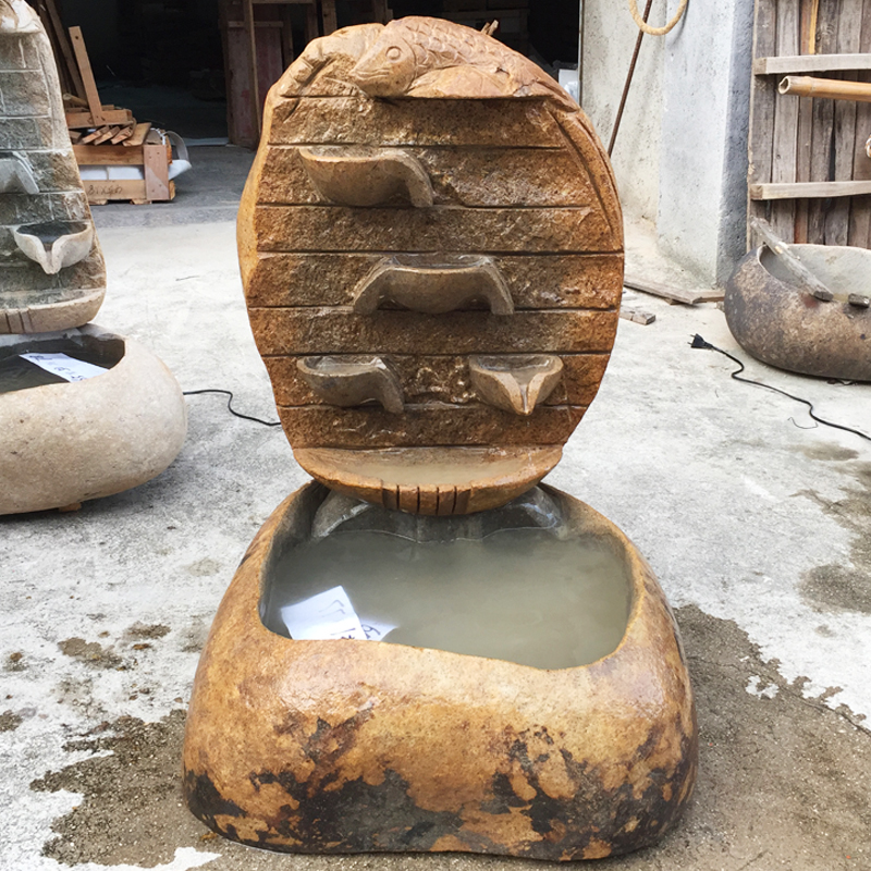 Natural Stone Sculpture Garden Fountain Stream Water View Furnishing Balcony Garden Courtyard Wind Water Wheel Stones Fake Mountain Landing