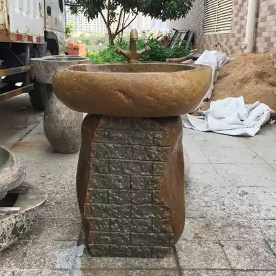 Stone column basin washbasin integrated floor-to-ceiling art imitation retro courtyard balcony room outdoor washbasin pool