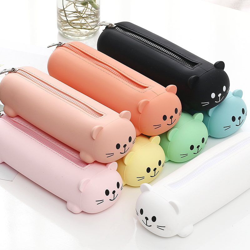Net red silicone pencil bag Primary school girl ins Japanese cute girl Kindergarten children's stationery pencil box bag