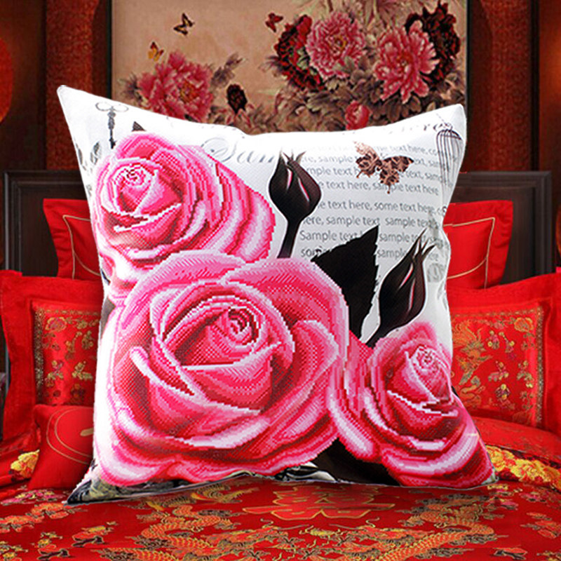 2022 new embroidered self-hand wedding cross embroidered pillow cover pillows living-room sofa bedroom car back cushion
