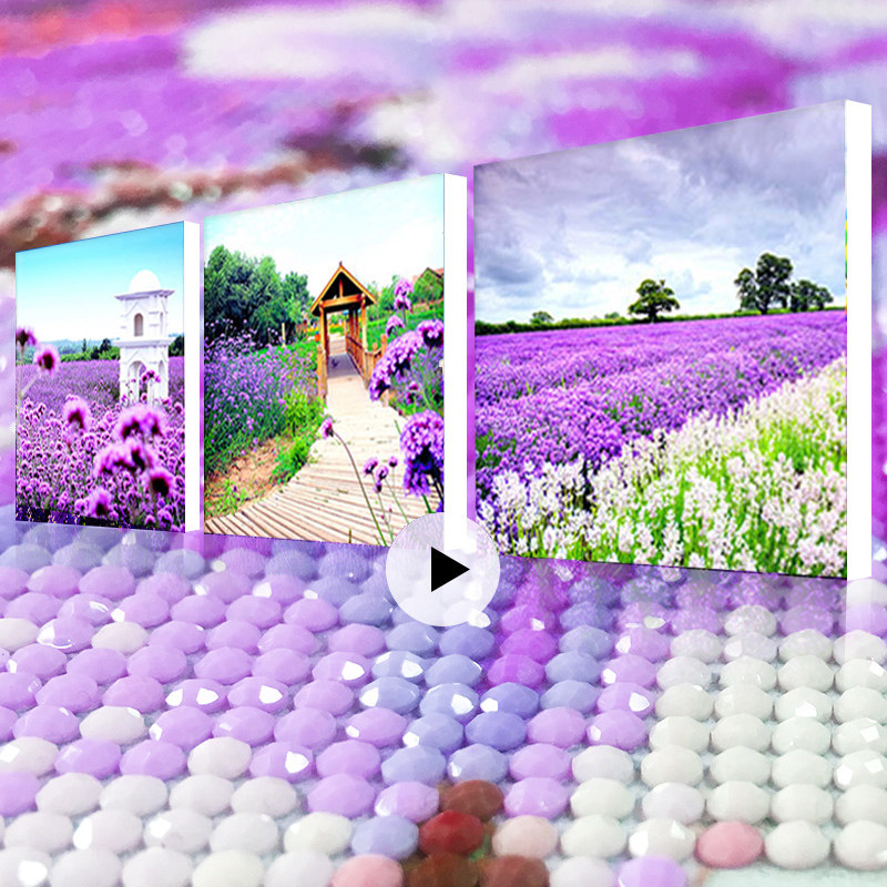 2021 new triptych 5D crystal diamond painting full diamond masonry landscape living room sticky diamond cross stitch bedroom stickers