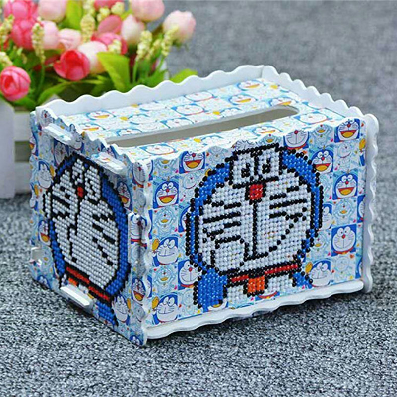 Napkin toilet paper box Diamond drawing point sticker diamond three-dimensional 5D cross stitch tissue box car 2021 new living room bedroom