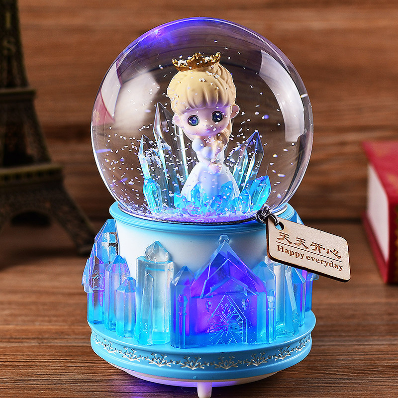 Castle Princess Crystal Ball Music Box Eight soundboxes Flying Snowy Rotating Girl Birthday Gifts Send Girls Girl-Taobao