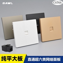 Single-port straight-through Category 6e network cable socket Gigabit computer module network extension butt joint dual-pass head panel
