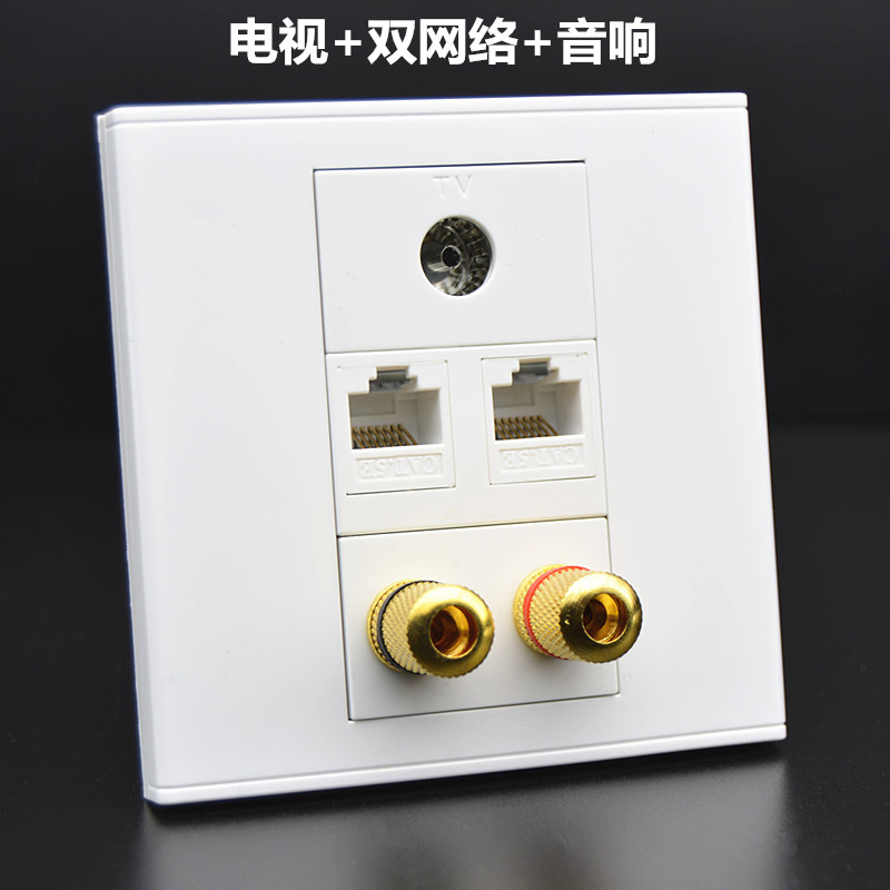 Type 86 network multimedia panel TV TV antenna 2 free-to-wire computer double head sound wall socket-Taobao