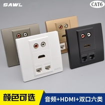 Dual-port Category 6 network cable HDMI high-definition with dual audio Lotus AV wall panel socket network port multimedia panel