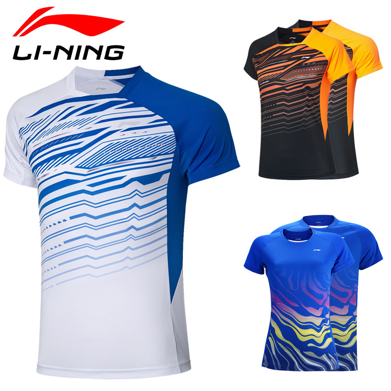 Li Ning Badminton Suit Comfort Speed Dry Blouse Fitness Room Ball-Morning Run sports basket jersey T-shirt male and female summer