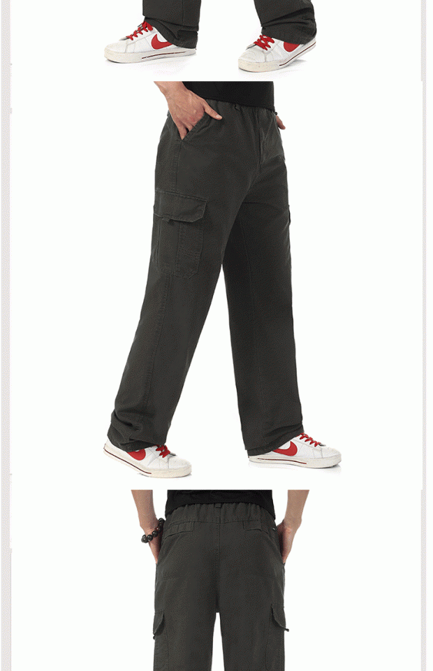 Quần bốn dây nam liền quần Slim cotton nhiều túi thun thun thường xuyên quần nam quần ngoài trời quần jean nam