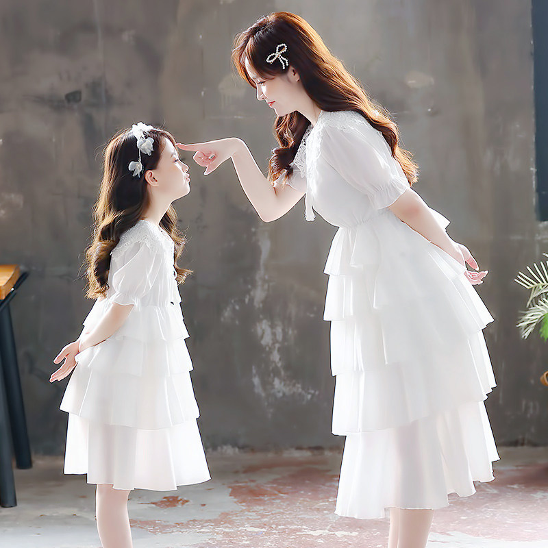 South Korean mother women's dress in summer dress with 2022 new girls'foreign pie fairy dress' princess dresses nepotism dress
