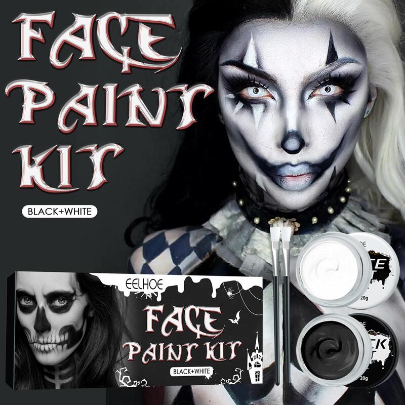Eelhoe Halloween Black and White Body Painting Body Paint Vampire Skull Face Zombie Makeup Pigment Eelhoe Halloween Black and White Body Painting Body Paint Vampire Skull Face Zombie Makeup Pigment