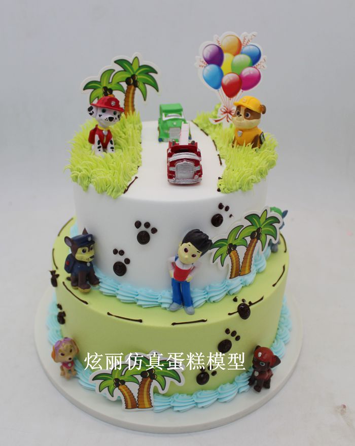 Dazzling simulation cake model New creative Barking team scene cake model and new accessories decoration