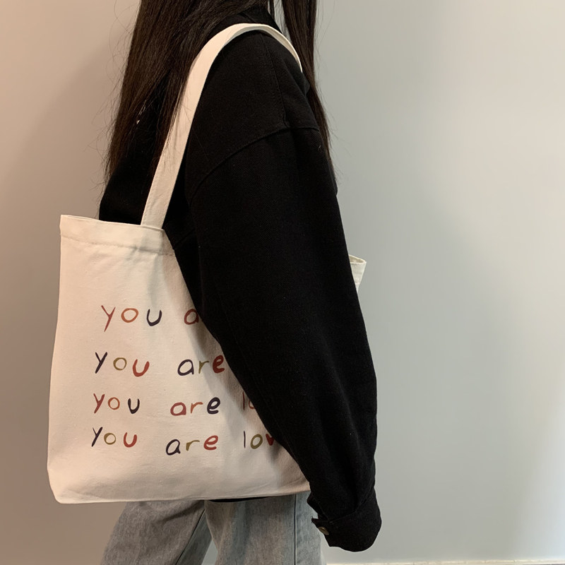 Bag female summer 2021 new fashion net red ins Han feng shoulder bag large capacity leisure art canvas bag