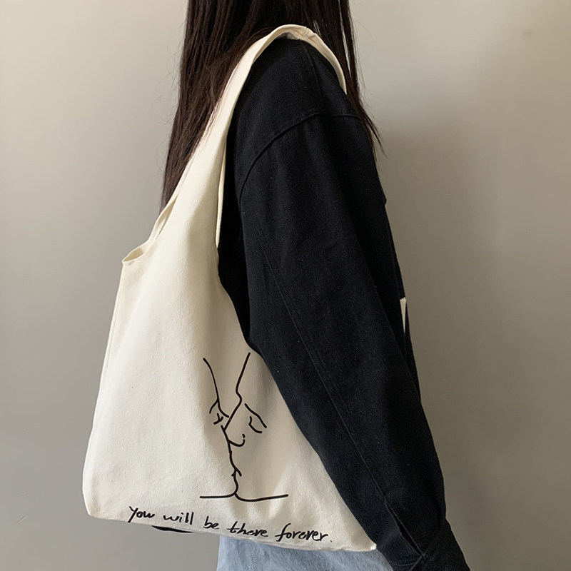 Package Bag Women Summer 2021 New 100 Hitch Drawing Illustrations Large Capacity Sails Cloth Bag Fashion 100 Hitch Bag Single Shoulder Bag