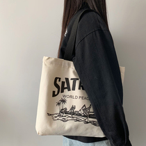 2021 autumn and winter models with small crowdsourced Korean wind single shoulder canvas bag girlss students large capacity portable tote bag