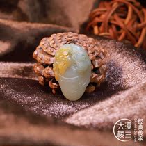 Authentic (Desert Loulan) Su Gong Xinjiang Hetian jade seed material three-color God of wealth fidelity natural jade pendant pendant