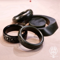 (Focus on quality)Desert Loulan Xinjiang Taqing Hetian jade seed material black jade bracelet Sheep fat carved jade bracelet