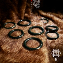 (The King of the Black Youth) The large desert Lan and Tian Yuxang Taqing jade black jade bracelet round bars inlaid with gold and silver