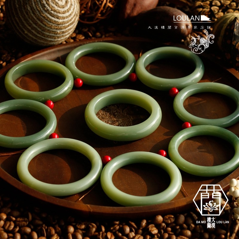 (Cargo Source Expert) Grand Molou Lan and Tian Yuyu Collection grade Beyyu powder Qingqing Round-strip Beauty bracelet jade bracelet