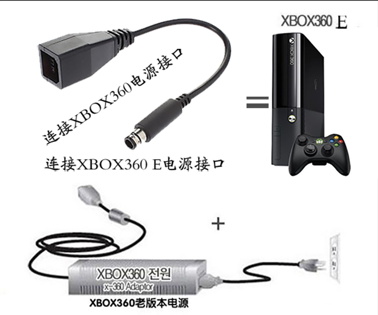 Dây nguồn XBOX360 máy dày dây chuyển đổi nguồn mỏng hơn Bộ chuyển đổi XBOX AC sang dây nguồn XBOX360E - XBOX kết hợp tay cầm chơi game fo4