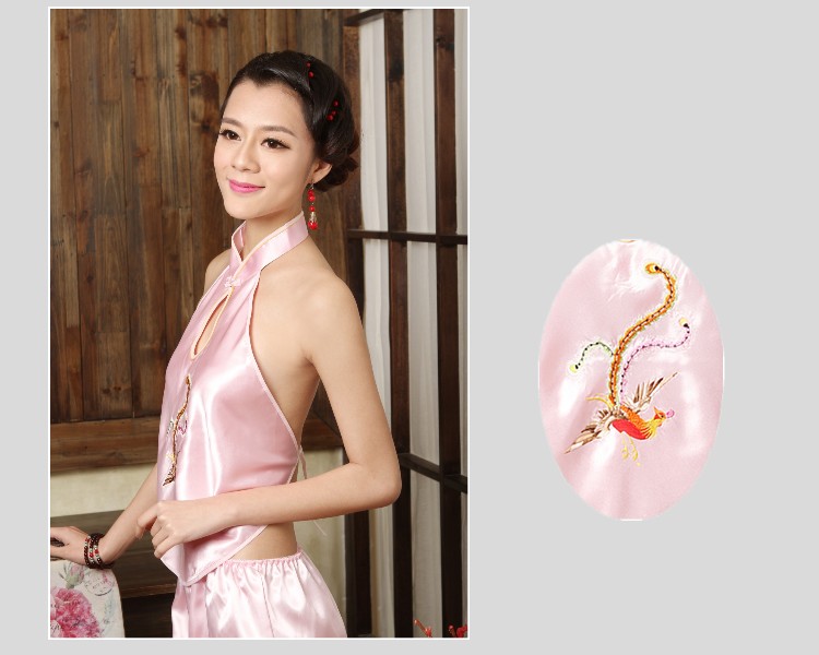 Phụ nữ đứng cổ áo cổ điển tên tạp dề màu đỏ phù hợp với sườn xám cổ áo nổi tiếng phong cách sexy strap đồ ngủ đặc biệt cung cấp nội y cao cấp