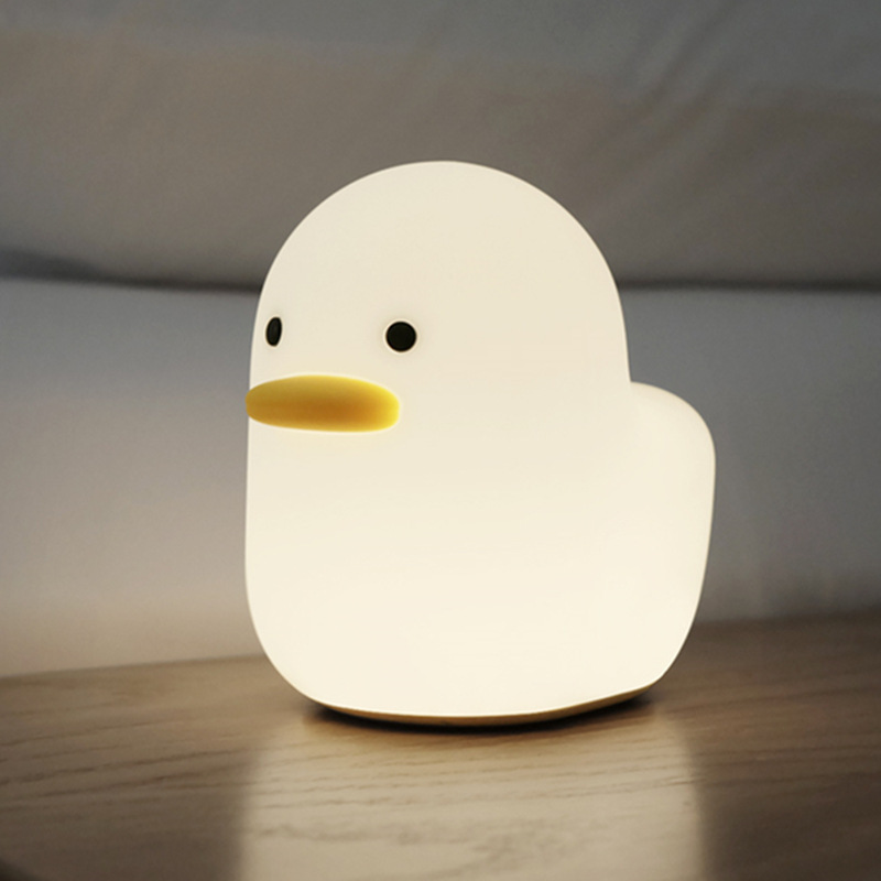 MUID Duck Silicone Gel Small Night Light USB Charging Stay Cute Pat Light Bedroom Sleep Eye Care Companion Sleeping Timed Night Light