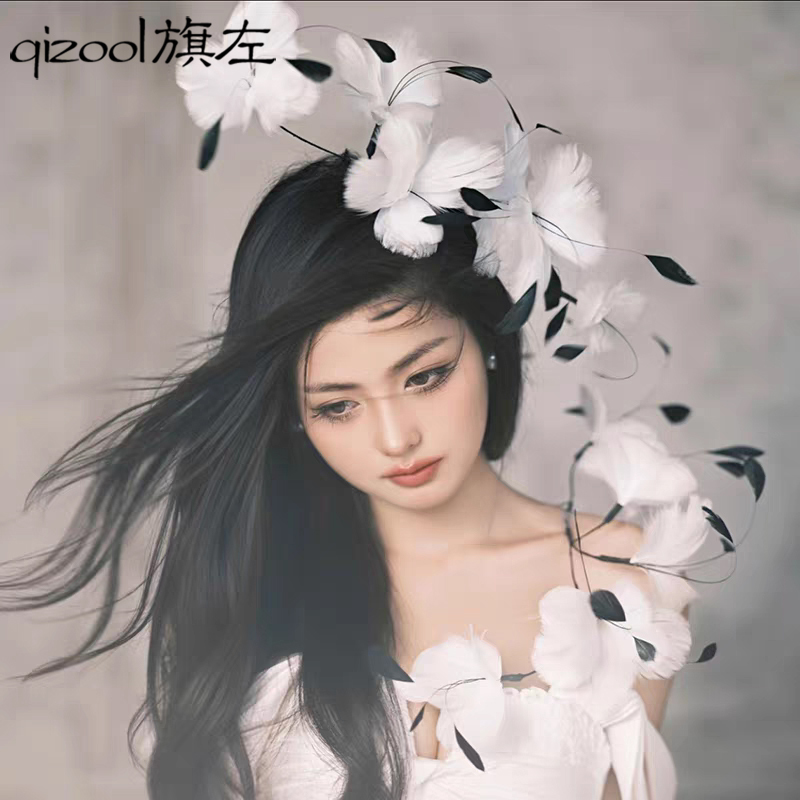 Feather Flower Accessories Handmade Bridal Party Corsage Photography Styling Feather Wreath Headpiece