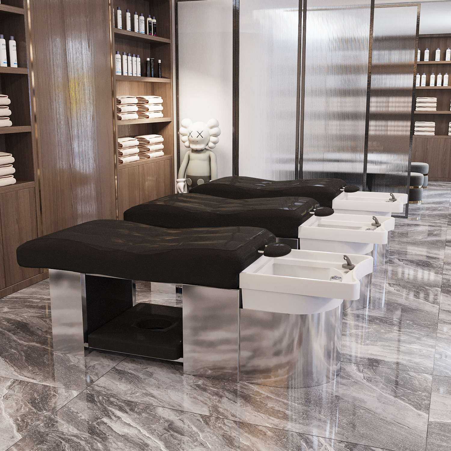 High-end Hairdresser Shop Wash Bed All-lying Hairway Hairway Hairway Shop Small Stainless Steel Simply