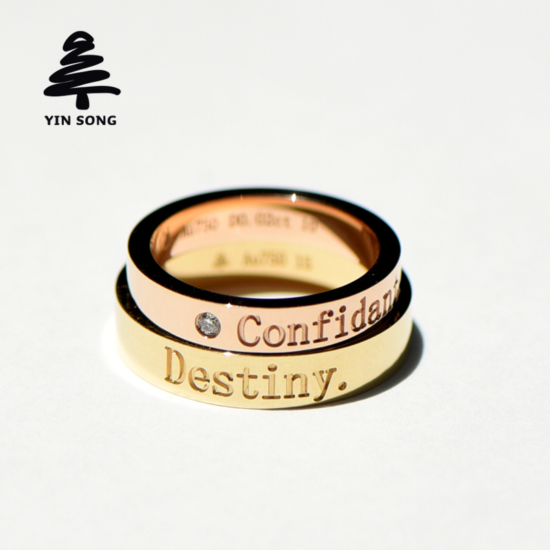 CNC carved custom-made Au750 couple ring 18K gold diamond ring rose gold platinum wedding ring for men and women