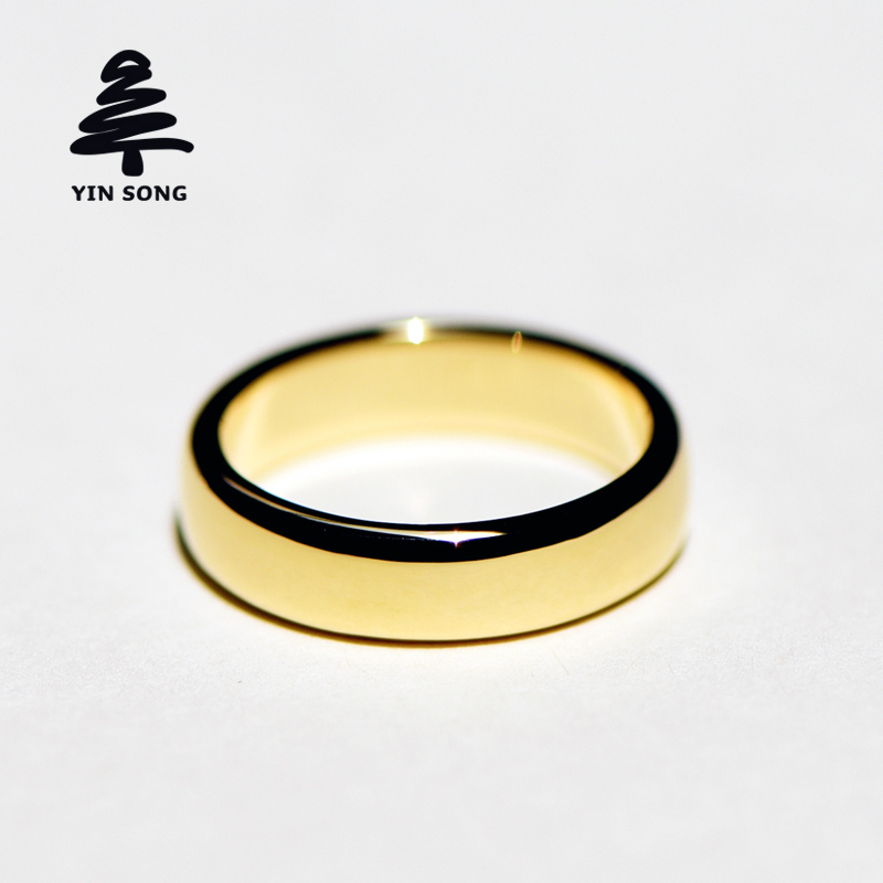 4 5 Circle Silver Pine Jewels Au750 Gold Ring 18K Simple Light Light Men and Women Couple Ring