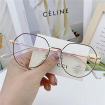 2021 new metal F-frame computer anti-blue light eyeglass frame flat myopia retro small face eyeglass frame